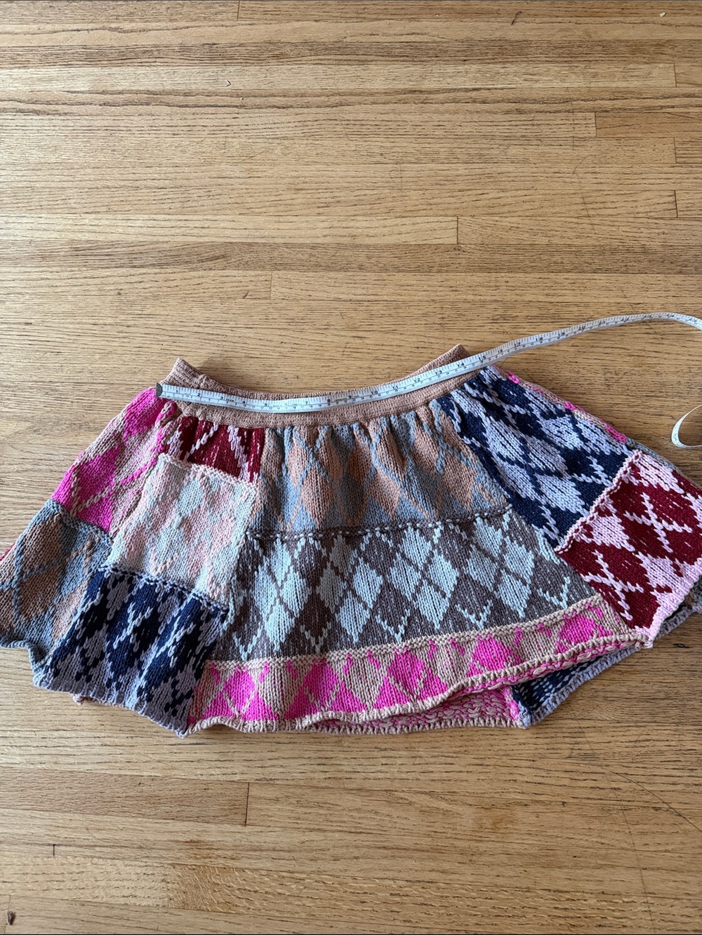 NWT Free People Patchwork Fair Isle Knit Mini Skirt